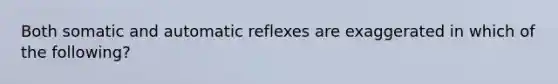 Both somatic and automatic reflexes are exaggerated in which of the following?