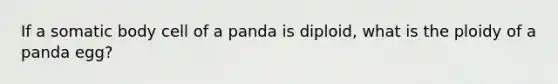 If a somatic body cell of a panda is diploid, what is the ploidy of a panda egg?