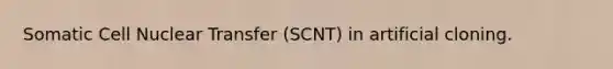 Somatic Cell Nuclear Transfer (SCNT) in artificial cloning.