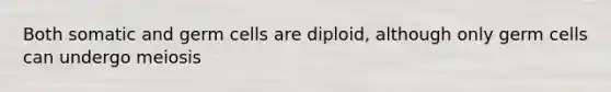 Both somatic and germ cells are diploid, although only germ cells can undergo meiosis