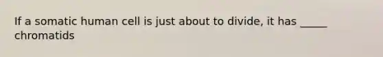 If a somatic human cell is just about to divide, it has _____ chromatids