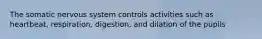 The somatic nervous system controls activities such as heartbeat, respiration, digestion, and dilation of the pupils