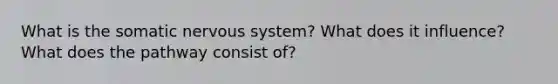 What is the somatic nervous system? What does it influence? What does the pathway consist of?