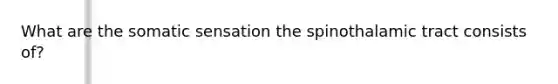 What are the somatic sensation the spinothalamic tract consists of?