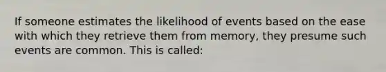 If someone estimates the likelihood of events based on the ease with which they retrieve them from memory, they presume such events are common. This is called: