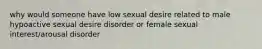 why would someone have low sexual desire related to male hypoactive sexual desire disorder or female sexual interest/arousal disorder