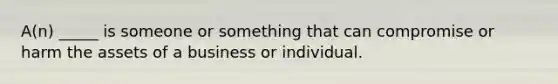 A(n) _____ is someone or something that can compromise or harm the assets of a business or individual.