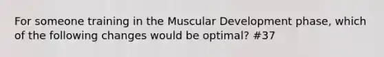 For someone training in the Muscular Development phase, which of the following changes would be optimal? #37