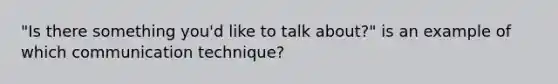 "Is there something you'd like to talk about?" is an example of which communication technique?