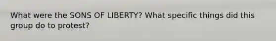 What were the SONS OF LIBERTY? What specific things did this group do to protest?