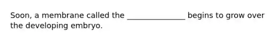 Soon, a membrane called the _______________ begins to grow over the developing embryo.