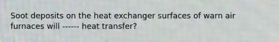 Soot deposits on the heat exchanger surfaces of warn air furnaces will ------ heat transfer?