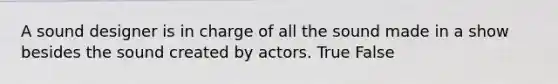 A sound designer is in charge of all the sound made in a show besides the sound created by actors. True False