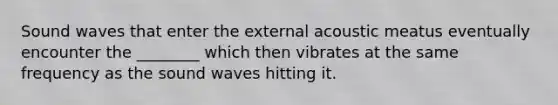 Sound waves that enter the external acoustic meatus eventually encounter the ________ which then vibrates at the same frequency as the sound waves hitting it.