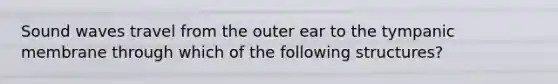 Sound waves travel from the outer ear to the tympanic membrane through which of the following structures?