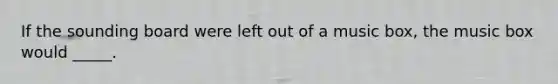 If the sounding board were left out of a music box, the music box would _____.