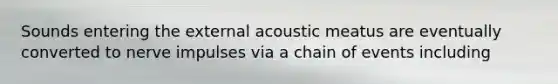 Sounds entering the external acoustic meatus are eventually converted to nerve impulses via a chain of events including