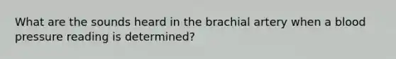 What are the sounds heard in the brachial artery when a blood pressure reading is determined?