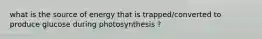 what is the source of energy that is trapped/converted to produce glucose during photosynthesis ?