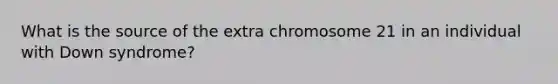 What is the source of the extra chromosome 21 in an individual with Down syndrome?