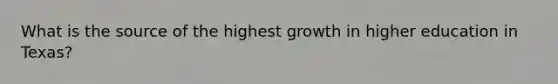 What is the source of the highest growth in higher education in Texas?