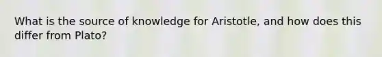 What is the source of knowledge for Aristotle, and how does this differ from Plato?