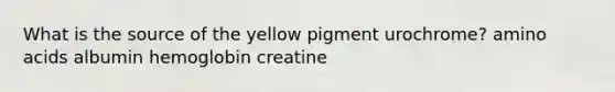 What is the source of the yellow pigment urochrome? amino acids albumin hemoglobin creatine