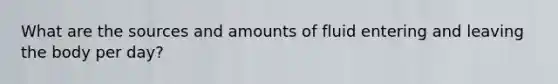 What are the sources and amounts of fluid entering and leaving the body per day?