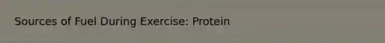 Sources of Fuel During Exercise: Protein