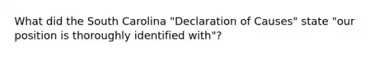 What did the South Carolina "Declaration of Causes" state "our position is thoroughly identified with"?