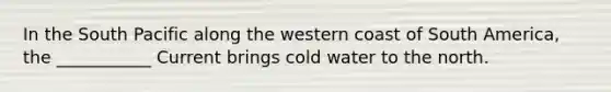 In the South Pacific along the western coast of South America, the ___________ Current brings cold water to the north.