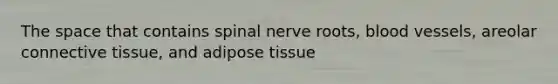 The space that contains spinal nerve roots, blood vessels, areolar connective tissue, and adipose tissue