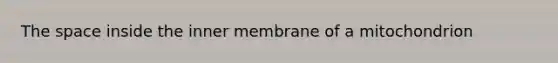 <a href='https://www.questionai.com/knowledge/k0Lyloclid-the-space' class='anchor-knowledge'>the space</a> inside the inner membrane of a mitochondrion