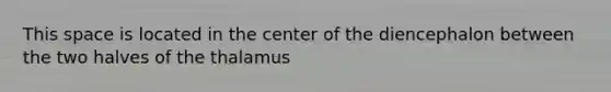 This space is located in the center of the diencephalon between the two halves of the thalamus