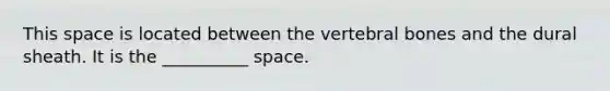 This space is located between the vertebral bones and the dural sheath. It is the __________ space.