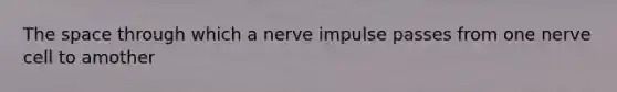 <a href='https://www.questionai.com/knowledge/k0Lyloclid-the-space' class='anchor-knowledge'>the space</a> through which a nerve impulse passes from one nerve cell to amother