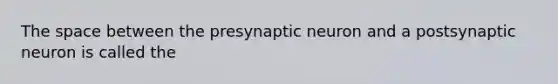 The space between the presynaptic neuron and a postsynaptic neuron is called the