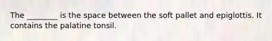 The ________ is the space between the soft pallet and epiglottis. It contains the palatine tonsil.