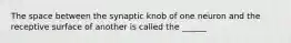 The space between the synaptic knob of one neuron and the receptive surface of another is called the ______