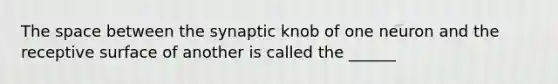 The space between the synaptic knob of one neuron and the receptive surface of another is called the ______