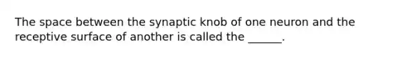 The space between the synaptic knob of one neuron and the receptive surface of another is called the ______.