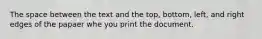 The space between the text and the top, bottom, left, and right edges of the papaer whe you print the document.