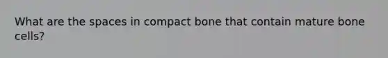 What are the spaces in compact bone that contain mature bone cells?