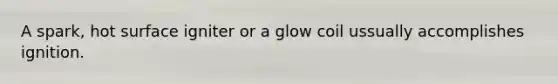 A spark, hot surface igniter or a glow coil ussually accomplishes ignition.