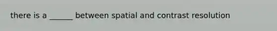 there is a ______ between spatial and contrast resolution