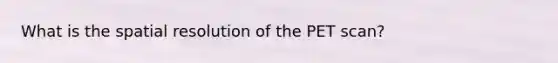 What is the spatial resolution of the PET scan?