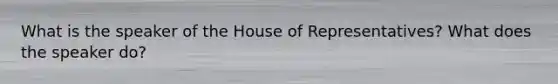 What is the speaker of the House of Representatives? What does the speaker do?