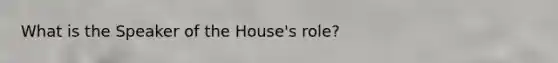 What is the Speaker of the House's role?