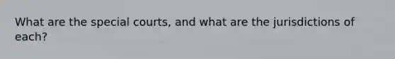 What are the special courts, and what are the jurisdictions of each?