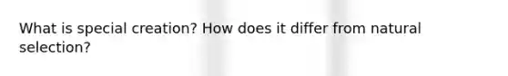 What is special creation? How does it differ from natural selection?